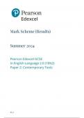 Pearson Edexcel GCSE  In English Language 2.0 (1EN2)  Paper 2 Contemporary Texts  June 2024