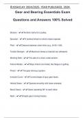 Gear and Bearing Essentials Exam Questions and Answers 100% Solved