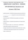 HEMATOLOGY: CHAPTER 41 - RODAKS 6TH EDITION Exam Questions and Answers 100% Pass