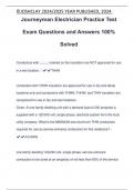 Journeyman Electrician Practice Test Exam Questions and Answers 100% Solved