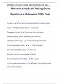 Mechanical Aptitude Testing Exam Questions and Answers 100% Pass