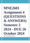 MNE2601 Assignment 4 Full Solutions Semester 2 2024 - DUE 26 October 2024 ;100 % TRUSTED workings, Expert Solved, Explanations and Solutions. 