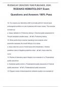 RODAKS HEMATOLOGY Exam Questions and Answers 100% Pass