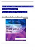 TEST BANK - Lewis Medical Surgical Nursing,  12th Edition (Harding),     Chapters 1 - 69 | All Chapters Verified 