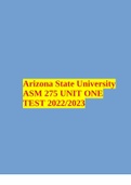 Arizona State University ASM 275 UNIT ONE TEST 2022/2023