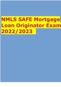 NMLS SAFE Mortgage Loan Originator Exam 2022/2023 