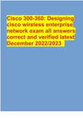 Cisco 300-360: Designing cisco wireless enterprise network exam all answers correct and verified latest December 2022/2023