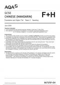 AQA GCSE CHINESE (MANDARIN) 8673/SH/TN Foundation and Higher Tier Paper 2 Speaking june 2024