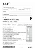 AQA GCSE CHINESE (MANDARIN) Foundation Tier Paper 1 Listening question paper june 2024 8673/LF