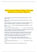  DCJS Unarmed Security Officer 01E Class Questions And Answers Rated A+.