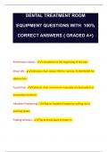 DENTAL TREATMENT ROOM  EQUIPMENT QUESTIONS WITH 100%  CORRECT ANSWERS { GRADED A+}