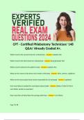 CPT - Certified Phlebotomy Technician/ 148 Q&A/ Already Graded A+.