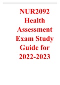 NUR2092 Health Assessment Exam Study Guide for 2022-2023.