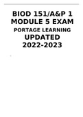 BIOD 151 A&P 1 MODULE 5 EXAM PORTAGE LEARNING UPDATED 2024/2025