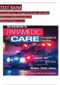 Test Bank For Paramedic Care: Principles & Practice, 6th edition Volume 3 by Bledsoe, All 13 Chapters Covered, Verified Latest Edition