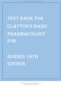 TEST BANK FOR CLAYTON’S BASIC PHARMACOLOGY FOR NURSES 18TH Edition by Willihnganz