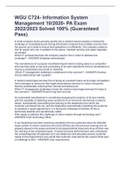 WGU C724- Information System Management 10/2020- PA Exam 2022/2023 Solved 100% (Guaranteed Pass)