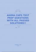 AHIMA CHPS TEST PREP QUESTIONS WITH ALL PASSED SOLUTIONS!!