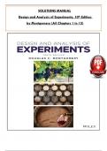 Solution Manual - Design and Analysis of Experiments, 10th Edition by Montgomery, All 15 Chapters Covered, Verified Latest Edition