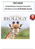 Test Bank for Campbell Biology: Concepts and Connections, 10th Edition by Taylor, Simon, Dickey & Hogan, ISBN: 9780135269169, All 38 Chapters Covered, Verified Latest Edition