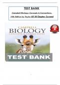 Test Bank - Campbell Biology: Concepts and Connections, 10th Edition (Taylor), All 38 Chapters Covered > Download as a Pdf File <