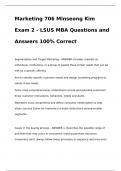 Marketing 706 Minseong Kim Exam 2 - LSUS MBA Questions and Answers 100% Correct