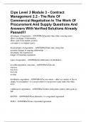 Cips Level 3 Module 3 - Contract Management 2.2 - The Role Of Commercial Negotiation In The Work Of Procurement And Supply Questions And Answers With Verified Solutions Already Passed!!!