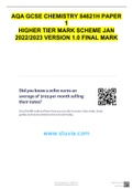 AQA GCSE CHEMISTRY 84621H Paper 1 Higher Tier Mark scheme Jan 2022/2023 Version 1.0 Final Mark