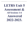 LETRS Unit 5 Assessment & All Sessions 1-6 Answered, 2022-2023