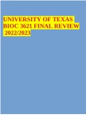 UNIVERSITY OF TEXAS BIOC 3621 FINAL REVIEW 2022/2023