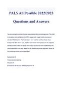 PALS All Possible 2022/2023 Questions and Answers ( A+ GRADED 100% VERIFIED)