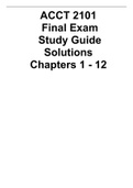  ACCT 2101 Final Exam Study Guide Chapters 1 – 12