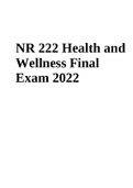 NR 222 Health and Wellness Final Exam 2022