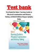 Test Bank for Bates' Nursing Guide to Physical Examination and History Taking 3rd third Edition Hogan-Quigley Palm ISBN: 978-1975161095 |Complete Guide A+