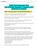 POST First Responder First Aid/CPR/AED: Modules 1-6 updated 2022 questions & Answers