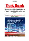 Business Statistics and Analytics in Practice 9th Edition Bowerman Test Bank