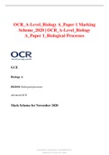 OCR_A-Level_Biology A_Paper 1 Marking Scheme_2020 | OCR_A-Level_Biology A_Paper 1_Biological Processes