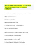 Health assessment exam 3 Questions with accurate answers, rated A. 2022/2023