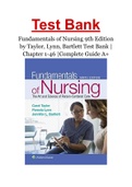 Fundamentals of Nursing 9th Edition by Taylor, Lynn, Bartlett Test Bank | Chapter 1-46 |Complete Guide A+