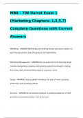 MBA - 706 Darrat Exam 1 (Marketing Chapters: 1,2,5,7) Complete Questions with Correct Answers