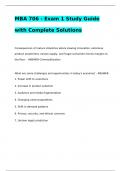 MBA 706 - Exam 1 Study Guide with Complete Solutions