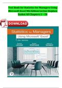 Test Bank for Statistics for Managers Using Microsoft Excel 9th Edition Levine Stephan Szabat All Chapters 1 - 20 Complete ISBN:9780135970249 Newest Version 2024 Instant Pdf Download