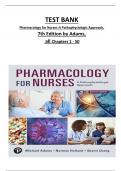 TEST BANK FOR ADAM’S PHARMACOLOGY FOR NURSES A PATHOPHYSIOLOGIC APPROACH, 7TH EDITION All CHAPTERS  1 to 50 COMPLETE ISBN: 9780138097042