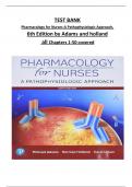 TEST BANK for Pharmacology for Nurses-A Pathophysiologic Approach,  6th Edition by Adams and holland all Chapters 1-50 covered ISBN: 9780135218334