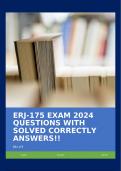 ERJ-175 EXAM 2024 QUESTIONS WITH SOLVED CORRECTLY ANSWERS!!