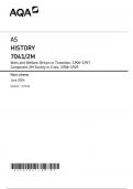 AQA AS HISTORY 7041/2M Wars and Welfare: Britain in Transition, 1906–1957 Component 2M Society in Crisis, 1906–1929 Mark scheme June 2024