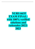 NURS 6635 EXAM FINAL-with 100% verified solutions and rationales-2022-2023