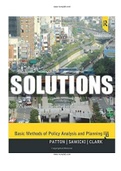 Basic Methods of Policy Analysis and Planning 3rd Edition Patton Solutions Manual Complete Guide A+