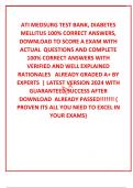 ATI MEDSURG TEST BANK, DIABETES MELLITUS 100% CORRECT ANSWERS, DOWNLOAD TO SCORE A EXAM WITH  ACTUAL  QUESTIONS AND COMPLETE 100% CORRECT ANSWERS WITH VERIFIED AND WELL EXPLAINED  RATIONALES   ALREADY GRADED A+ BY EXPERTS  | LATEST VERSION 2024 WITH GUARA