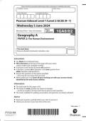 Pearson Edexcel Level 1/Level 2 GCSE (9−1) Geography A  Paper 1GA0/02  PAPER 2 The Human Environment June 2024